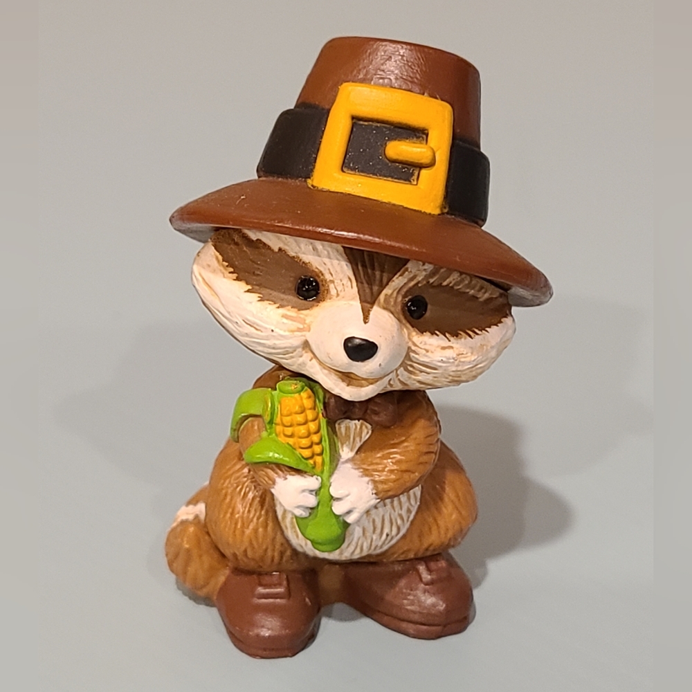 Vintage Thanksgiving Raccoon Hallmark Figurine